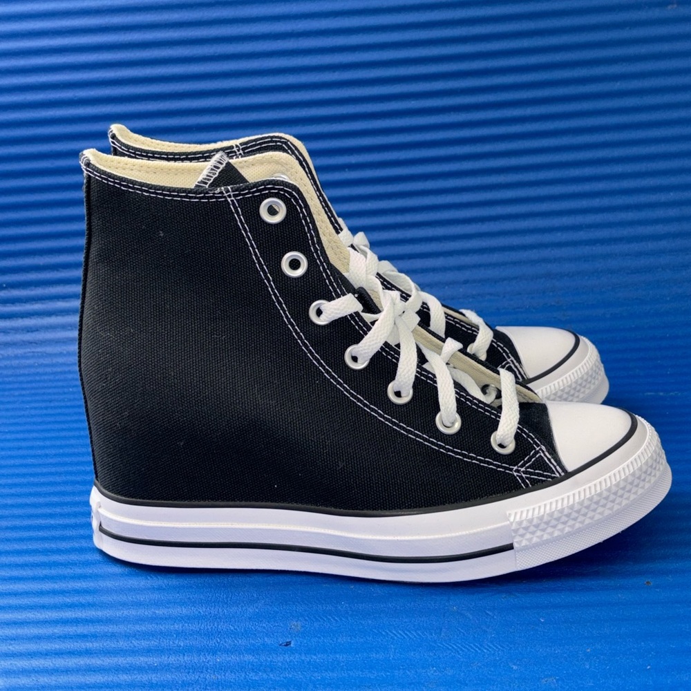 Size 11- Women’s Converse Sneakers Hidden Wedge Hi Top Black A11909C NEW